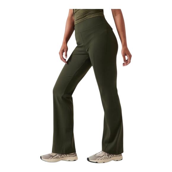 Athleta Delancey Straight Leg Flat Front Pants‎ Green Women's Size Medium NWT - Picture 2 of 14